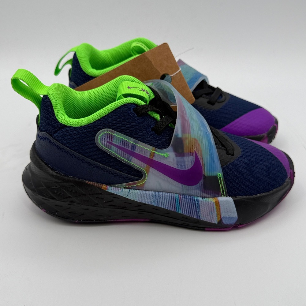 Nike Team Hustle D 12 SE Shoes Kids Size 11C Blue Purple Basketball HV2290 400